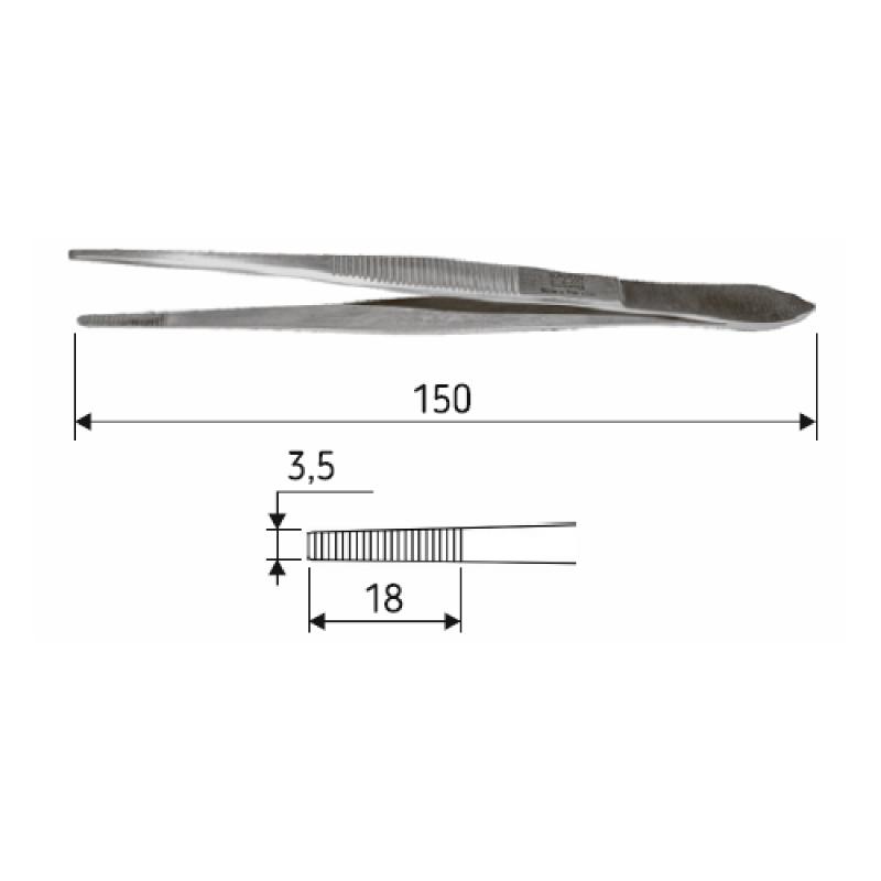 Пінцет анатомічний Stille, довжина 15 см, J-16-072